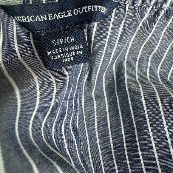 American Eagle Poplin Striped Embroidered Blouse Size Small - Picture 5 of 6